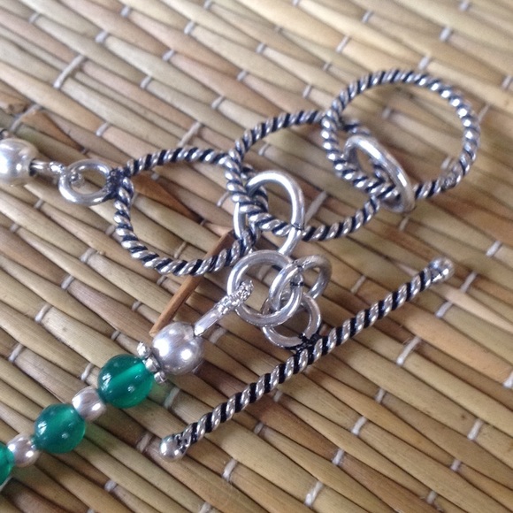 Green Jade Onyx Sterling Silver Necklace & Earring - Picture 6 of 8